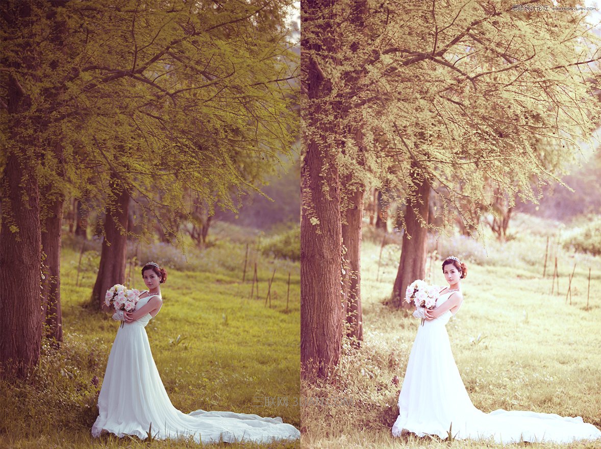 Photoshop调出外景婚片古典唯美效果 全福编程网