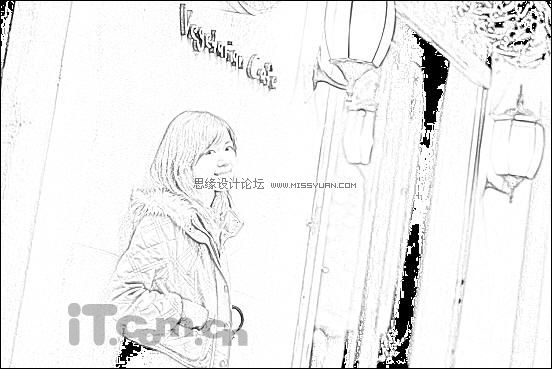Photoshop制作融入素描的世界的美女,PS教程,思缘教程网