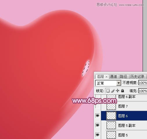 Photoshop绘制立体风格的红心教程,PS教程,素材中国