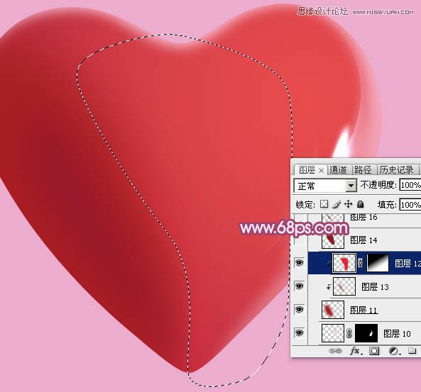 Photoshop绘制立体风格的红心教程,PS教程,素材中国