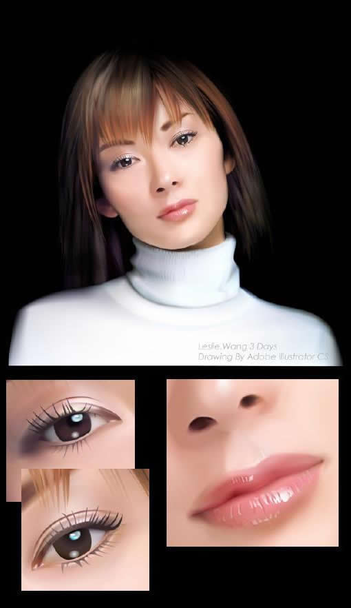 AI渐变网格巧绘美女精致五官 全福编程网教程