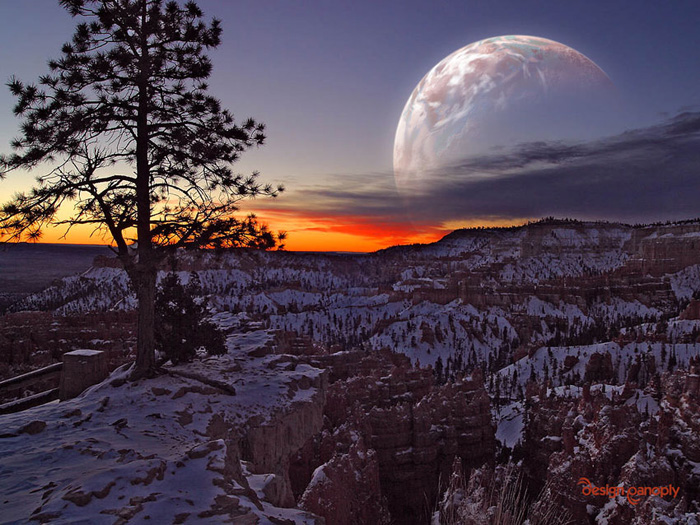 Photoshop给霞光图片增加漂亮的行星 全福编程网