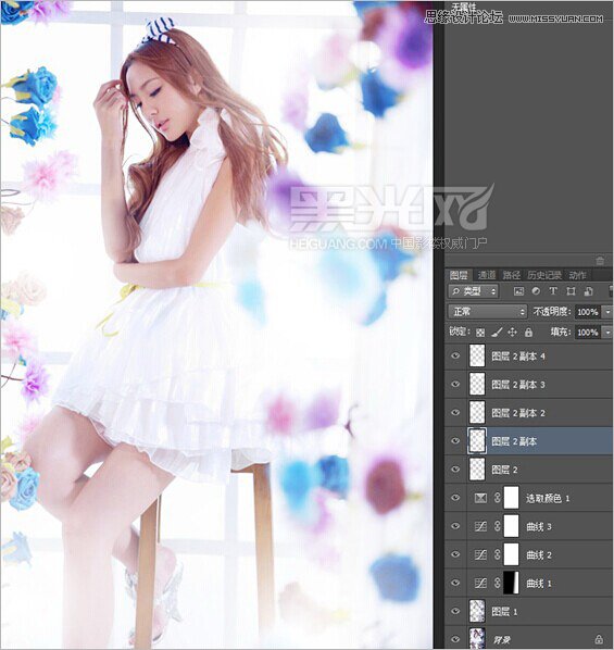 Photoshop调出室内女孩照片柔和的通透肤色,PS教程,素材中国