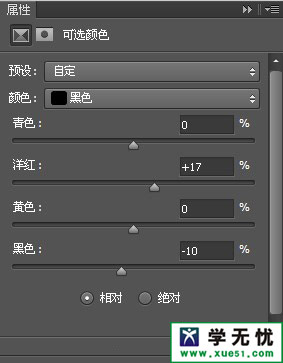photoshop给美女照片添加双重曝光特效可选颜色参数