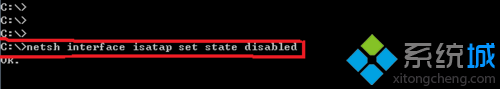 输入命令netsh interface ipv6 set teredo=disable