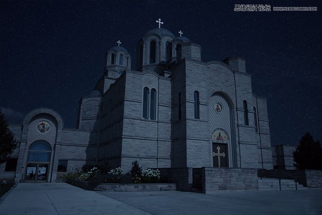 Photoshop将白天建筑照片变成夜晚效果,PS教程,思缘教程网