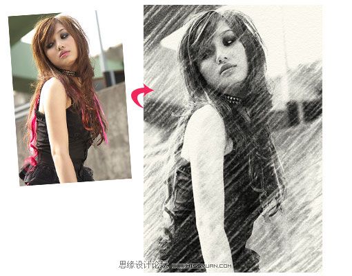 PhotoShop打造美女照片的素描效果 全福编程网
