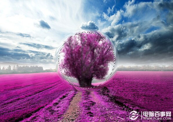 Photoshop打造梦幻薰衣草水晶球效果 电脑百事网