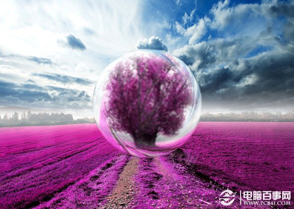 Photoshop打造梦幻薰衣草水晶球效果 电脑百事网