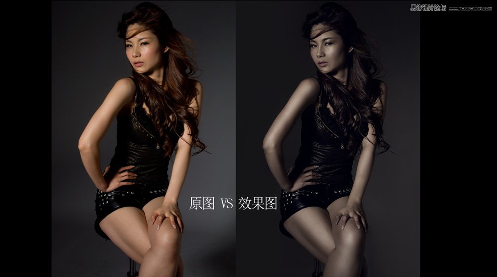 Photoshop调出美女模特照片质感的暗色金属肤色 全福编程网