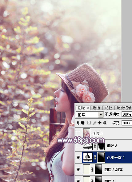 Photoshop将外景美女图片打造出淡美的粉褐色