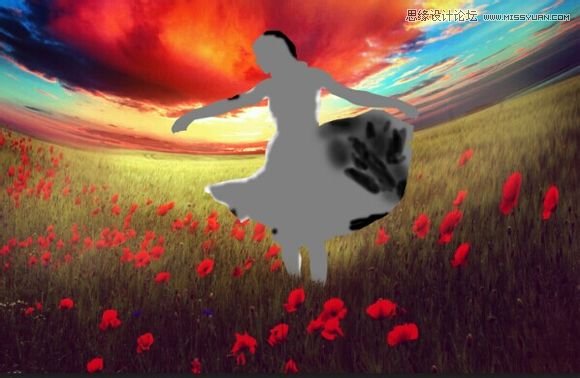 Photoshop合成玫瑰花园中奔跑的女孩,PS教程