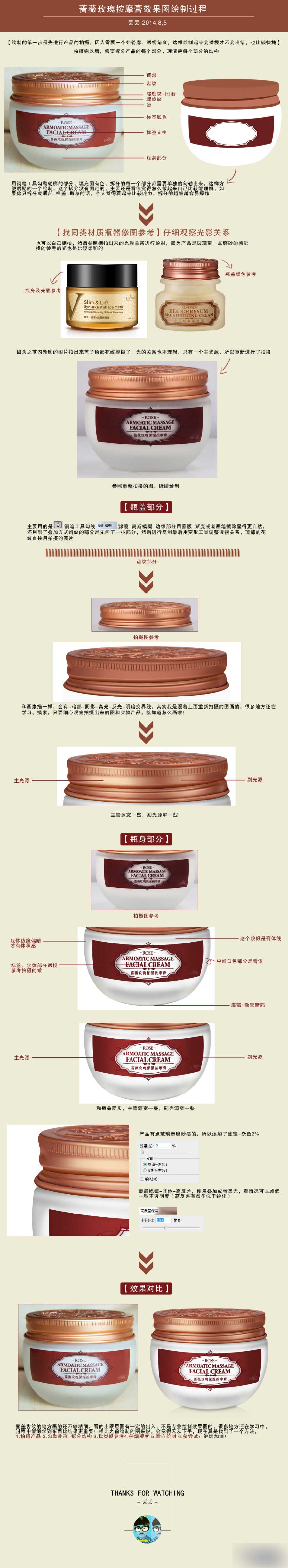 PS绘制蔷薇玫瑰按摩膏效果图流程解析 全福编程网