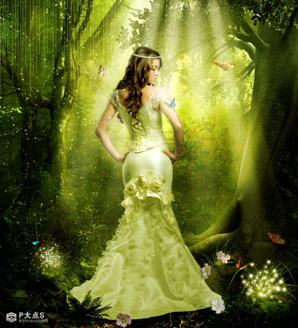 PhotoShop森林里的精灵美女梦幻场景效果