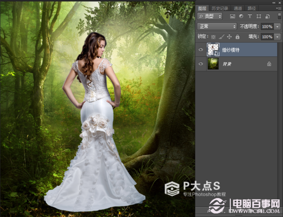 PhotoShop森林里的精灵美女梦幻场景效果