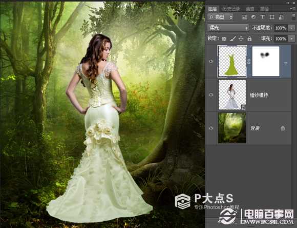 PhotoShop森林里的精灵美女梦幻场景效果