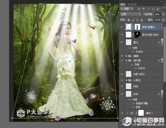 PhotoShop森林里的精灵美女梦幻场景效果