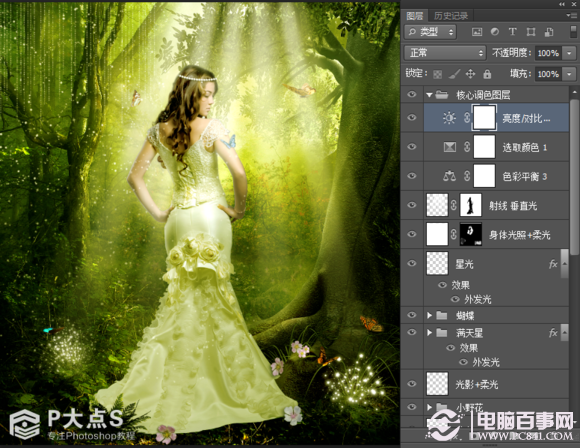 PhotoShop森林里的精灵美女梦幻场景效果