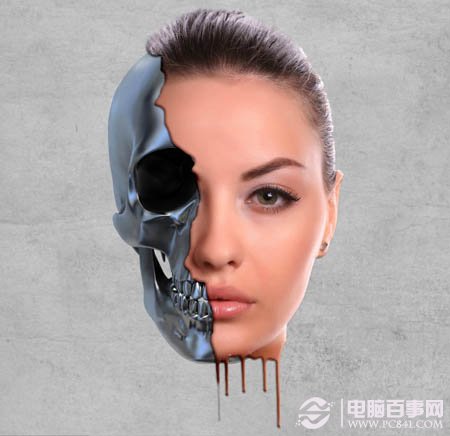 PS打造另类的骷髅美女头像融化特效