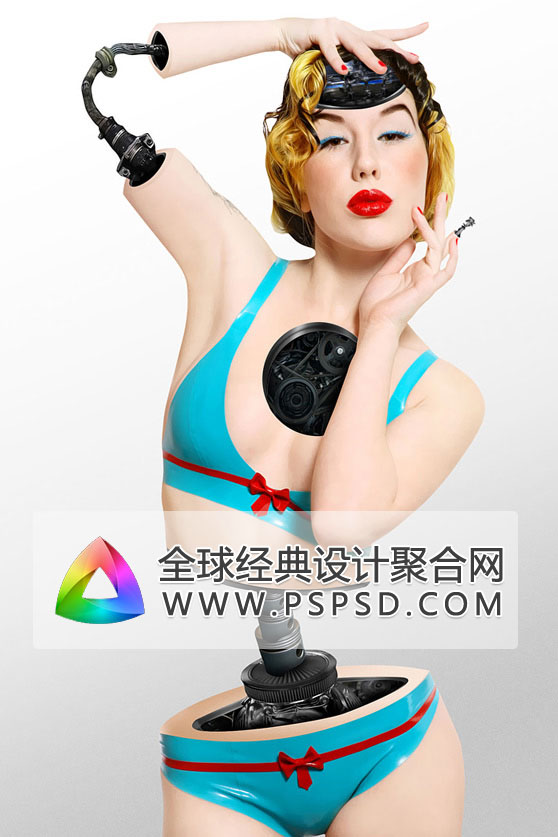 Photoshop合成美女机器人 全福编程网