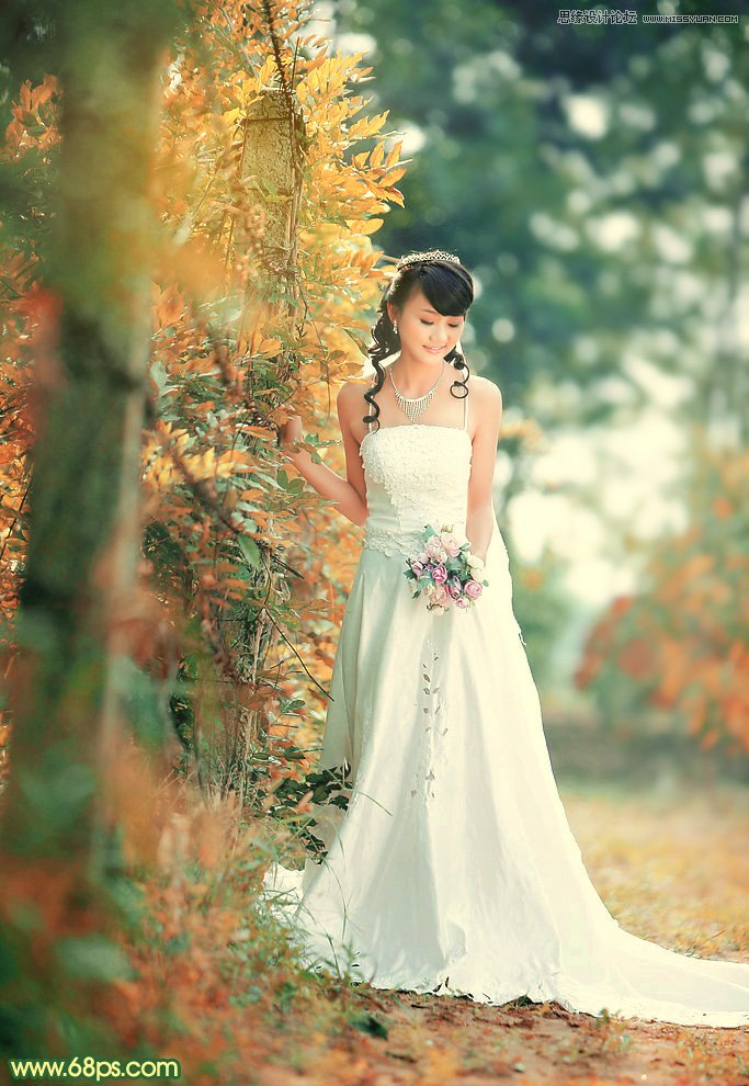 Photoshop调出外景婚片柔美韩风效果 全福编程网