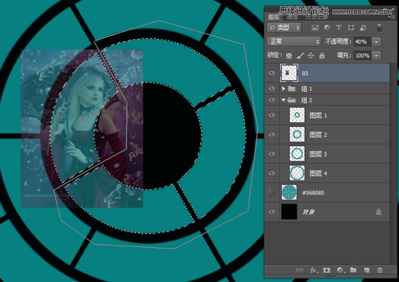 Photoshop制作超酷的同心圆拼图效果,PS教程,思缘教程网