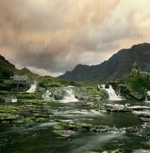 PhotoShop合成高流水瀑布风景效果图片教程 全福编程网教程