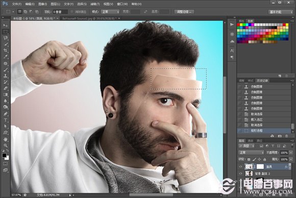 PhotoShop创意打造手拿面具的人后期特效制作教程