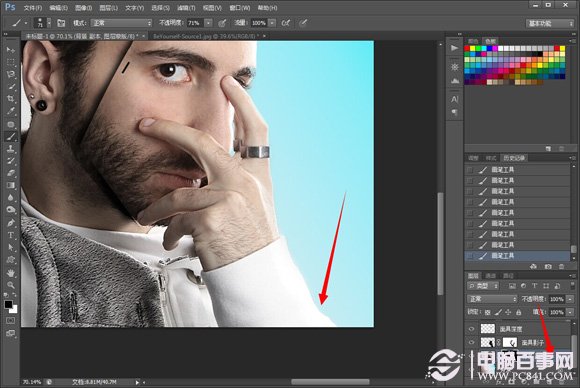 PhotoShop创意打造手拿面具的人后期特效制作教程