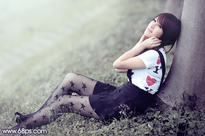 Photoshop打造淡美的中性蓝绿色美女图片 全福编程网