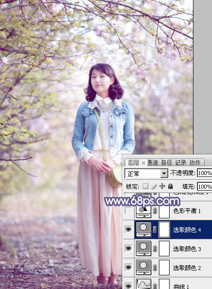 PS教程：PS给美女图添加梦幻粉紫色