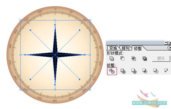 Illustrator鼠绘教程：简单绘制金色指南针_中国教程网