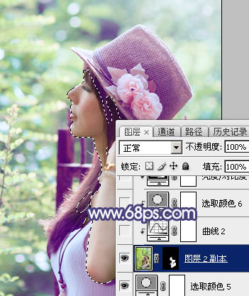 PS调出清爽淡绿色外景美女头像照片